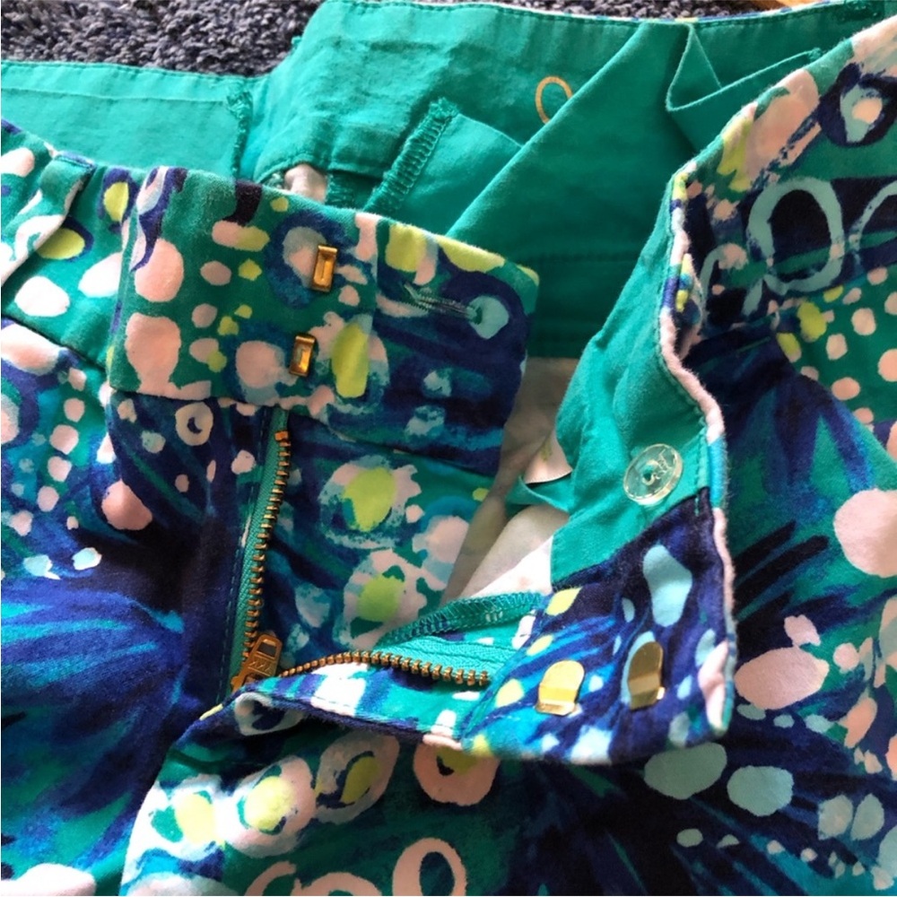 Lilly  Pulitzer Blue and Green Women's Shorts - Picture 2 of 8